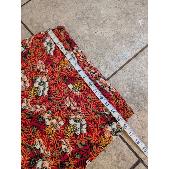 LuLaRoe Leggings OS Floral Print Red Orange Stretch Pants One Size Womens 2-10 - Picture 4 of 6